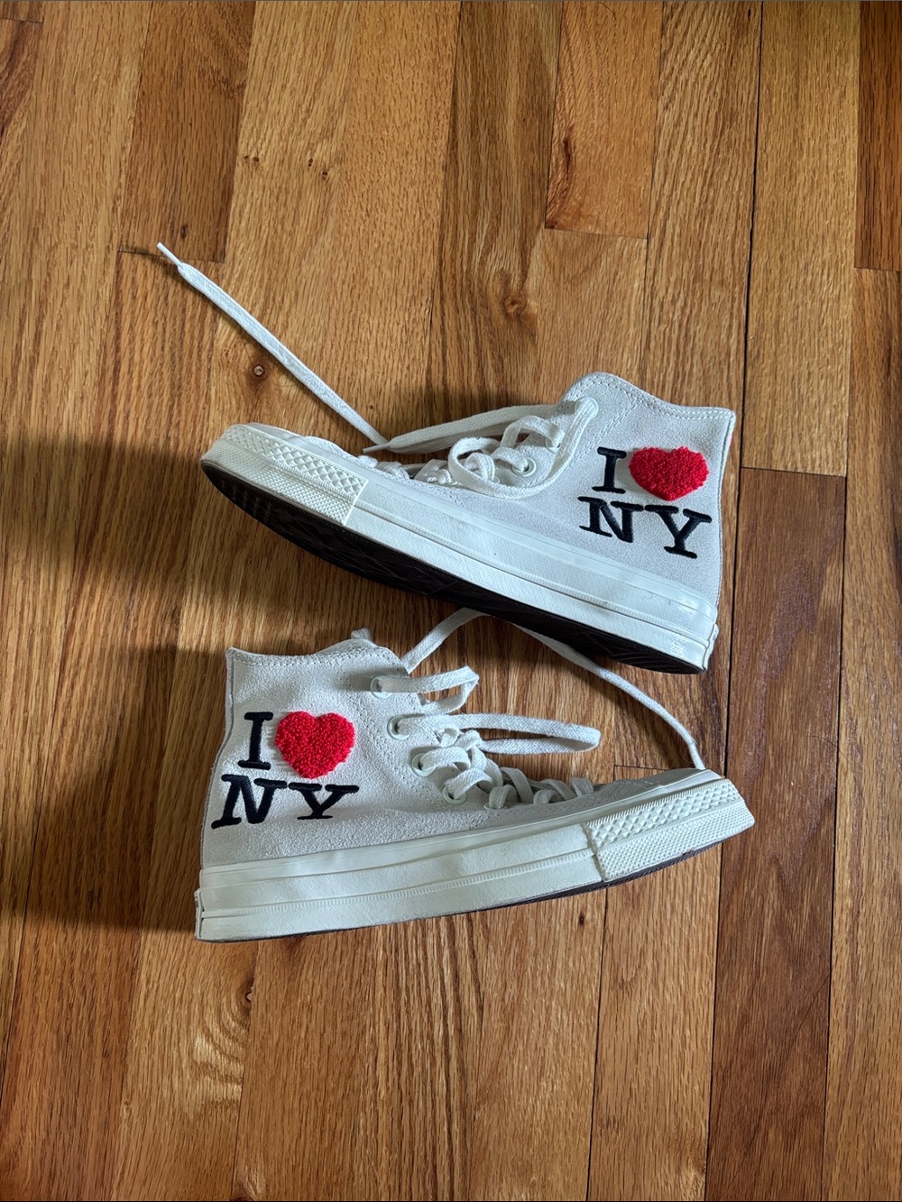 White 'I ♥ NY' High-Top Converse Sneakers